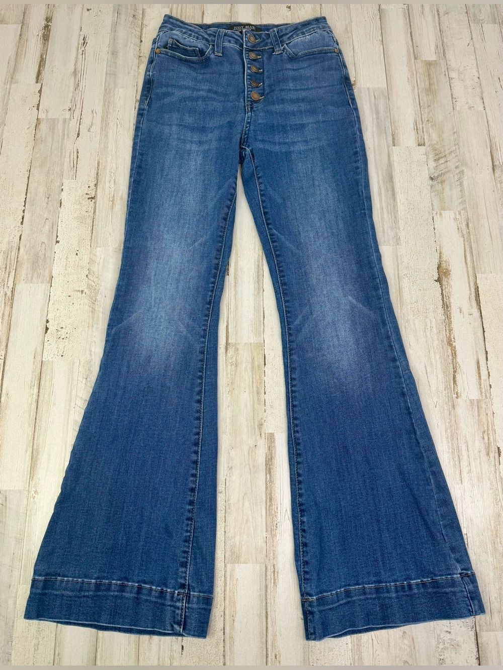 Judy Blue Jeans Womens 3/26 (25x31) Blue Mid Rise Trouser Flare Fit